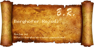 Berghofer Rezső névjegykártya